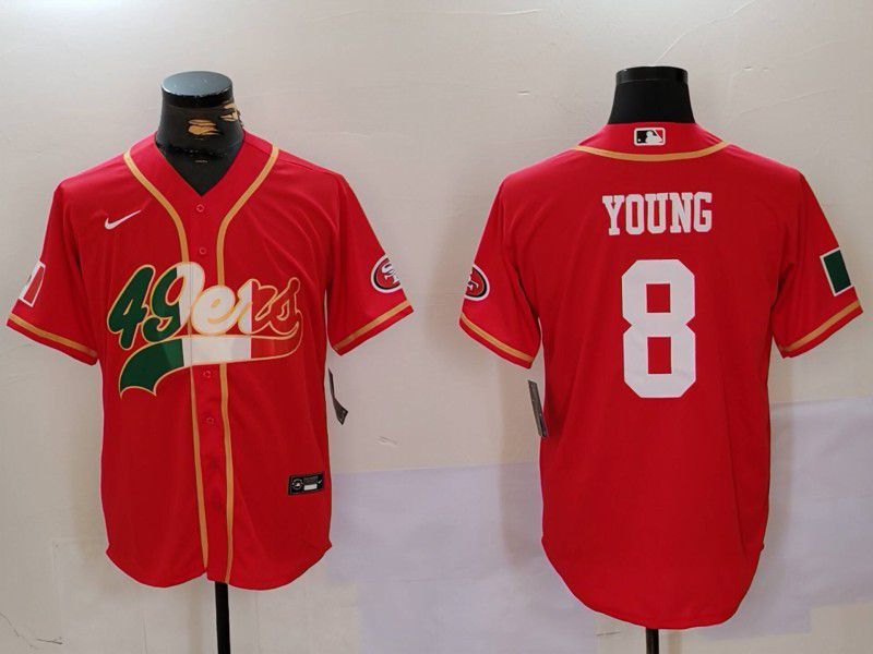 Men San Francisco 49ers 8 Young Red Second generation Mexican Joint Name 2024 Nike Limited NFL Jersey style 1